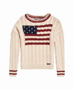 Superdry American Intarsia Női Kötöttáru Fehér | GKDRS5026